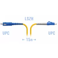 Патчкорд оптический LCUPC-SCUPC SM Simplex 15 метров LSZH 3 мм